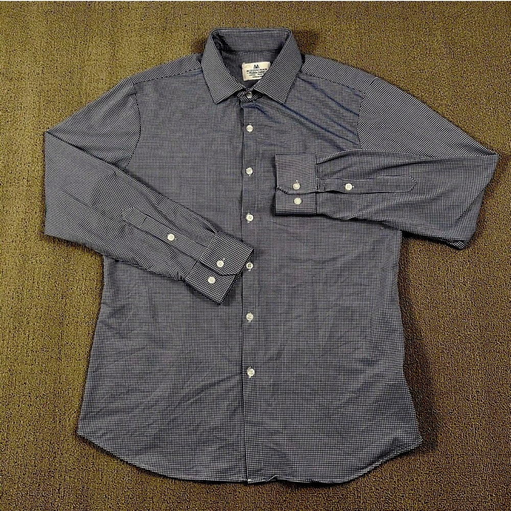 Mizzen & Main Shirt Adult Large Blue White Long Sleeve Button Up Preppy Men's
